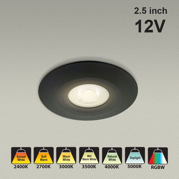 VBD-MTR-14B Recessed LED Light Fixture, 2.5 inch Round Black