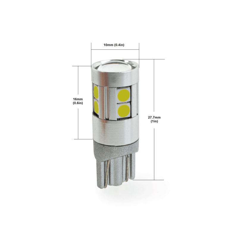 T10 Wedge Base 194 LED Bulb, 9-30V 1.5W 6000K(Cool White)
