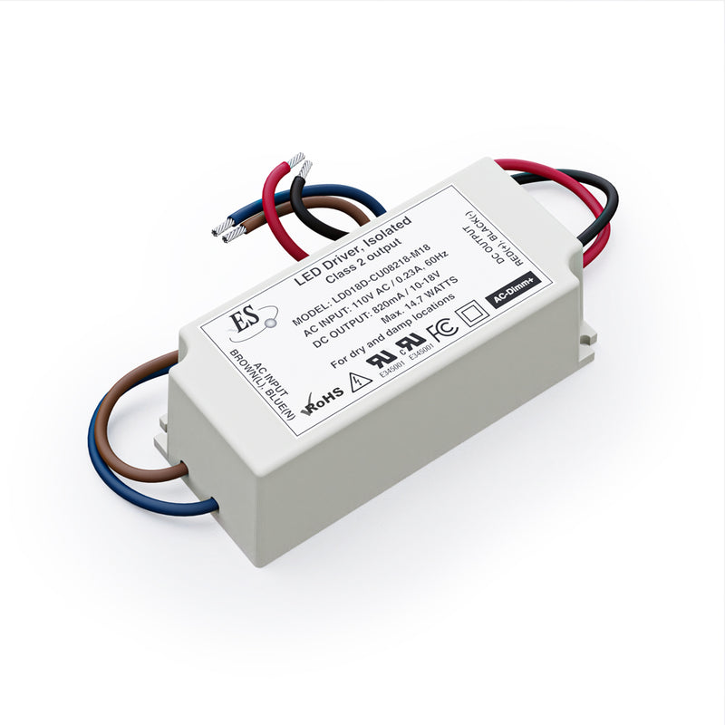 ES LD018D-CU08218-M18 Constant Current LED Driver, 820mA 10-18V 14.7W max - ledlightsandparts