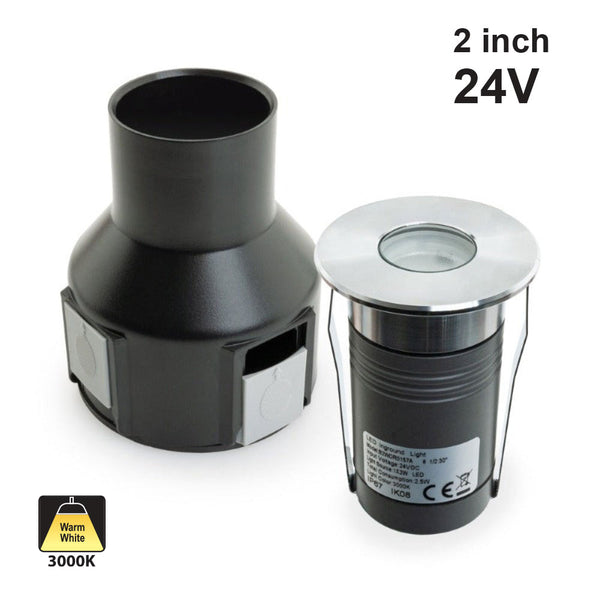 B2WDR0157A-C 2 inch Round Recessed LED Inground Light, 24V 2.5W 3000K(Warm White)