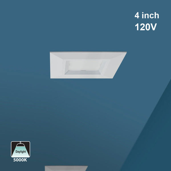 4 inch 120V LED Retrofit Square White Trim 120V 10W 5000K(Daylight)