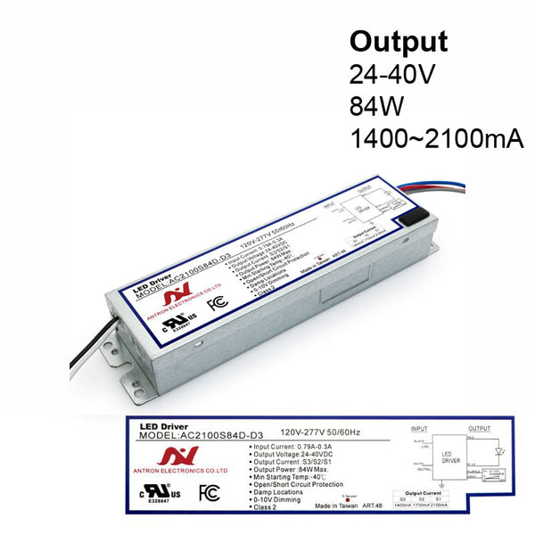 ANTRON AC2100S84D-D3 Constant Current with Selectable Current 1400-1750-2100mA 84W - ledlightsandparts