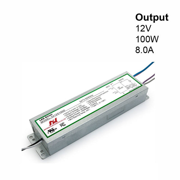 ANTRON 3V12S100D Constant Voltage LED Drive, 0-10V Dimmable with 347V Universal Input Voltage 8A 100W 12V