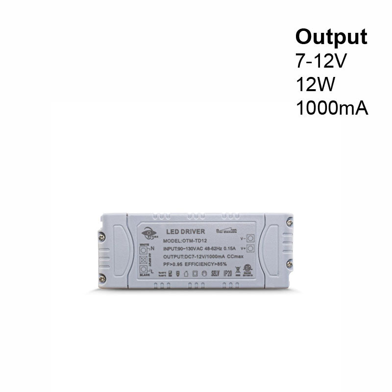 OTTIMA OTM-TD12 Constant Current LED Driver, 1000mA 7-12V 12W - ledlightsandparts