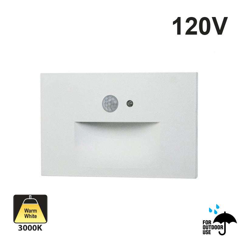 LED Step Light with PIR Motion Sensor and Dusk to Dawn Photocell Horizontal