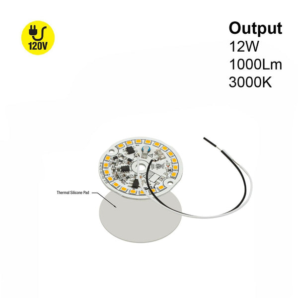 2 inch Round Disc LED Module DIS 02-012W-930-120-S1-Z1B for Ceiling Light/ Bulb Replacement, 120V 12W 3000K(Warm White), lightsandparts