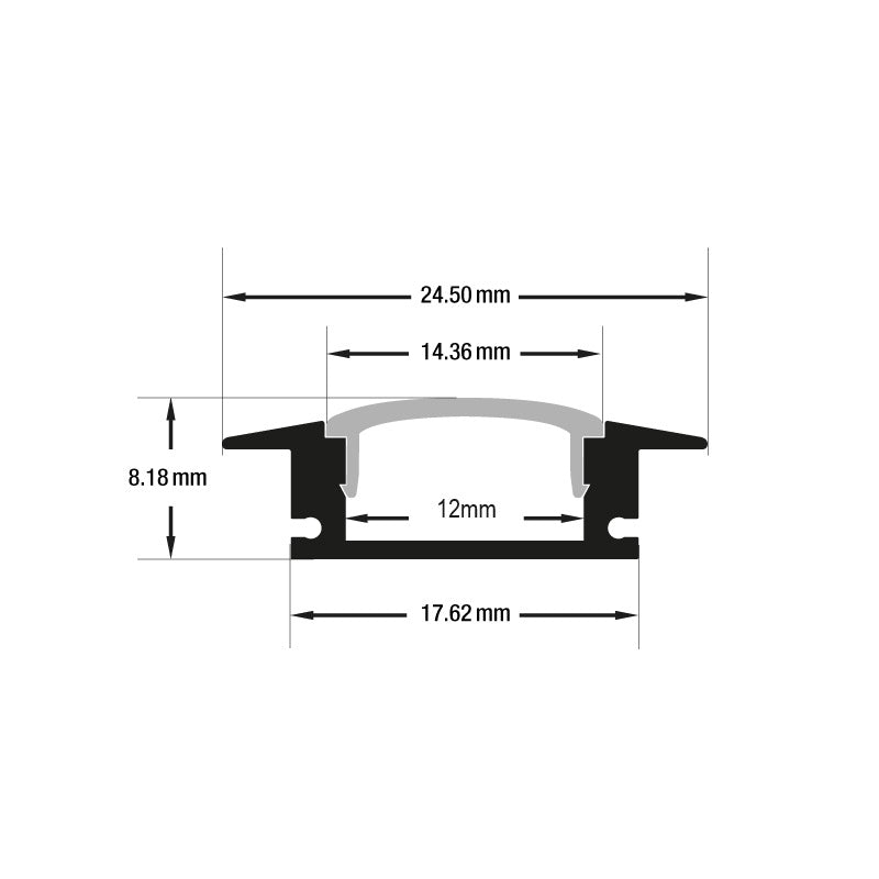 Type 11 Black, Recessed Linear Aluminum LED Light Channel Profile VBD-CH-RS5B, 3Meters (118inches), lightsandparts