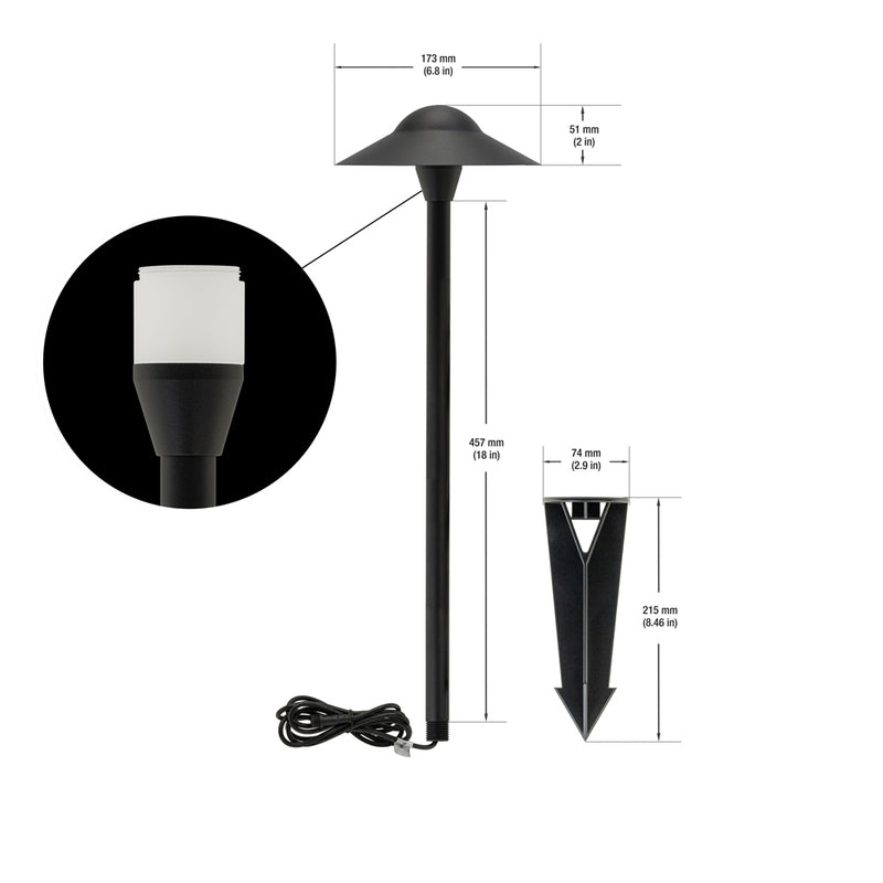 18 inch Pathway LED Light with Umbrella Caps, lightsandparts