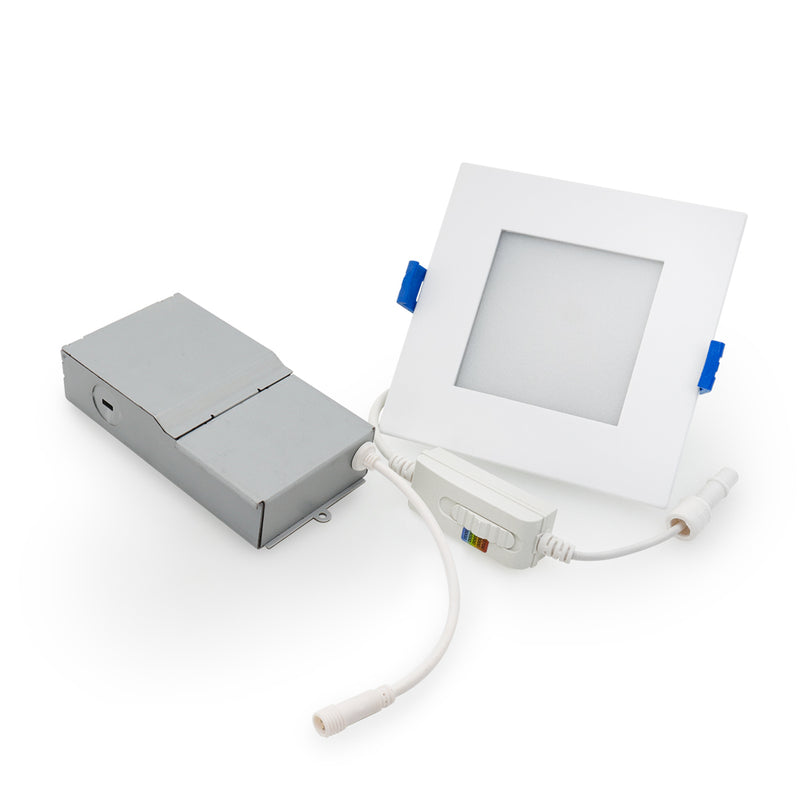 4 inch Square Flat Panel light with FT6 rated wire, 120V 12W 5CCT(2.7K, 3K, 3.5K, 4K, 5K)