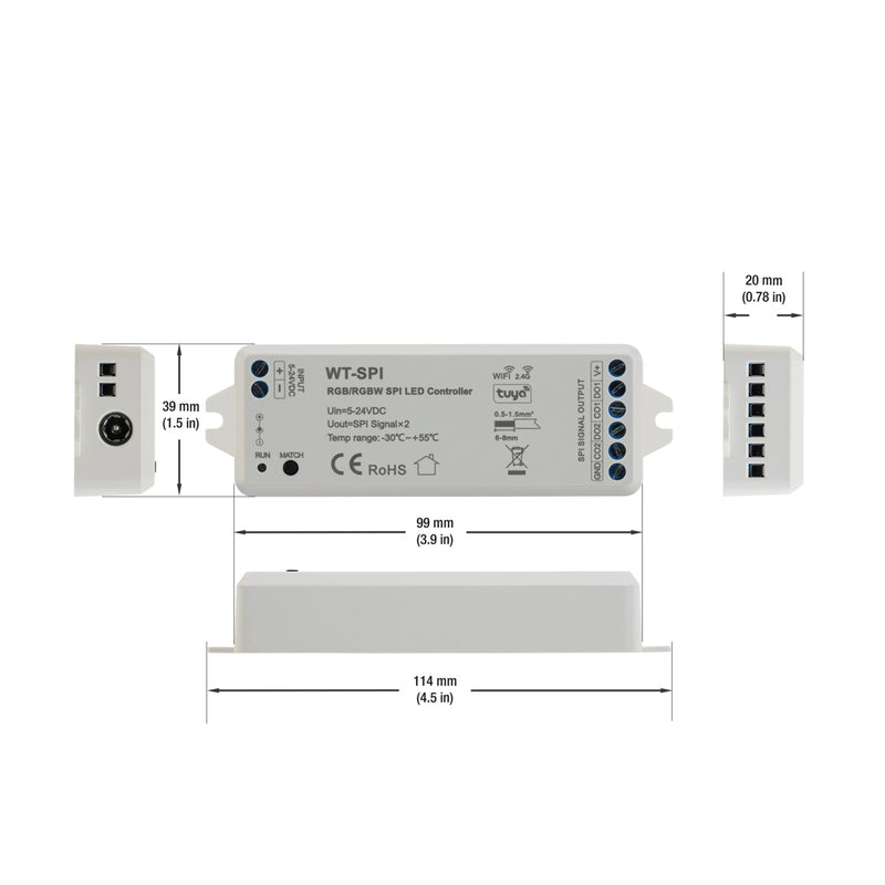 5-24VDC WiFi & RF RGB/RGBW SPI LED Controller WT-SPI (Tuya App)