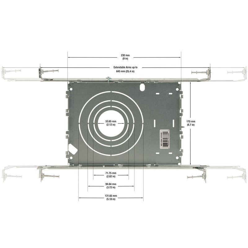 MP-UNV-23355 New Construction Universal Mounting Plate for 2, 3, 3.5, 5 inches with 2 hanger bar, lightsandparts