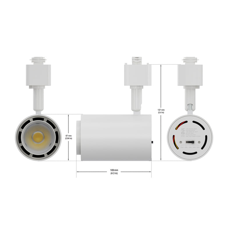 White LED Track Light Head VBD-LW-TRB12W-5C-W-XX, 120V 12W 5CCT(2.7K, 3K, 3.5K, 4K, 5K), lightsandparts