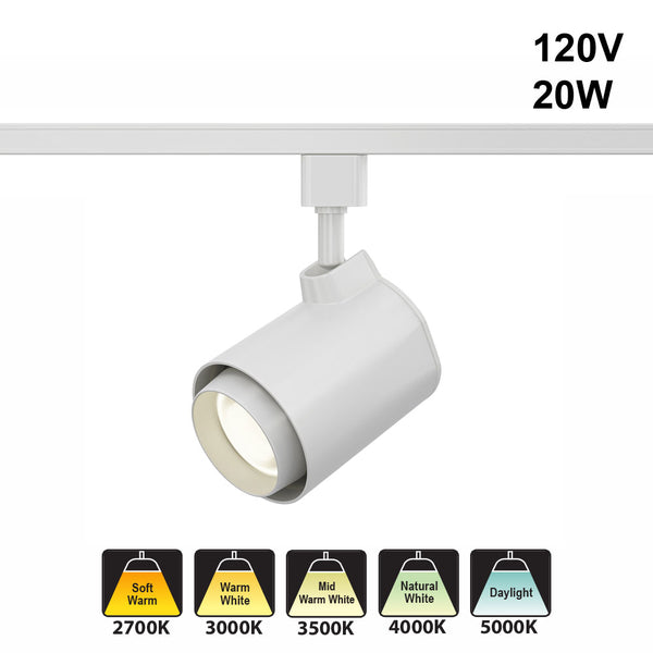 White LED Track Light Head VBD-LW-TRB20W-5C-W-XX, 120V 20W 5CCT(2.7K, 3K, 3.5K, 4K, 5K)