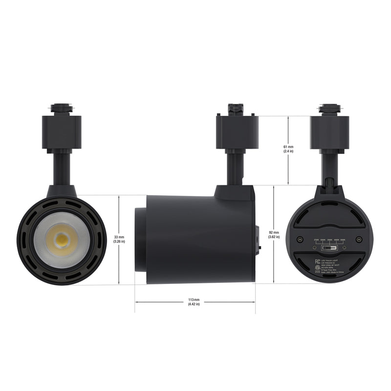 Black LED Track Light Head VBD-LW-TRB20W-5C-B-XX, 120V 20W 5CCT(2.7K, 3K, 3.5K, 4K, 5K), lightsandparts