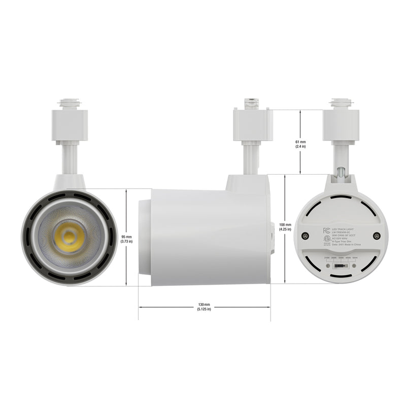 White LED Track Light Head VBD-LW-TRB30W-5C-W-XX, 120V 30W 5CCT(2.7K, 3K, 3.5K, 4K, 5K), lightsandparts