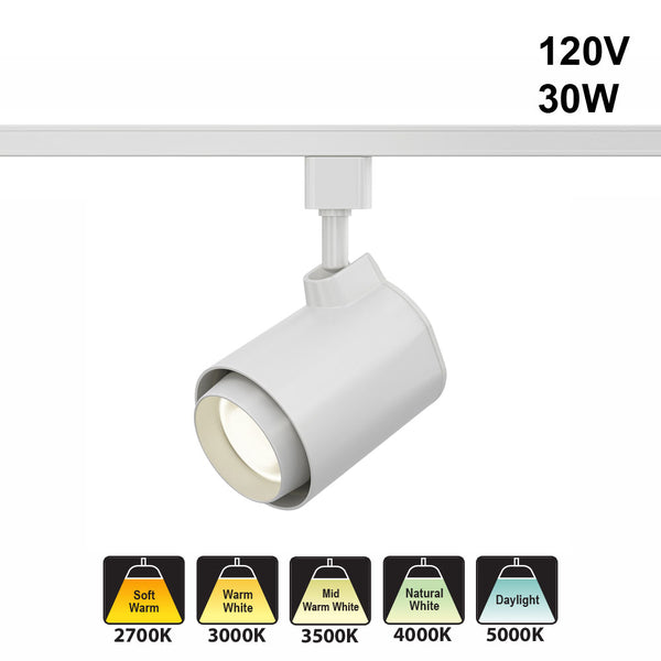White LED Track Light Head VBD-LW-TRB30W-5C-W-XX, 120V 30W 5CCT(2.7K, 3K, 3.5K, 4K, 5K)