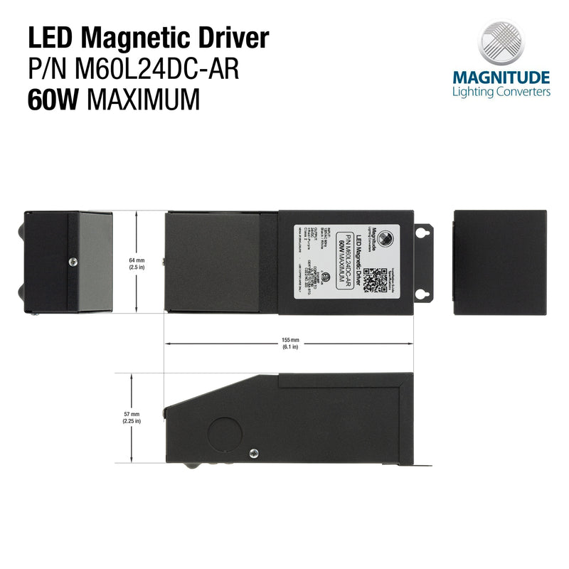 Magnitude Magnetic M60L 24DC-AR Dimmable Constant Voltage LED Driver, 24V 60W - ledlightsandparts