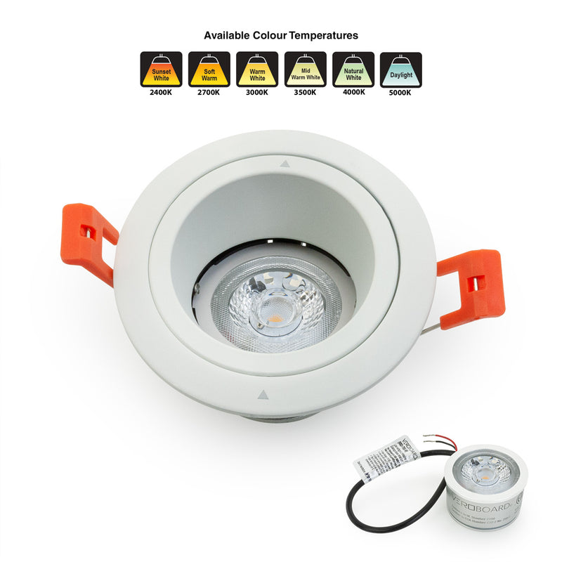 VBD-MTR-16W Recessed LED Light Fixture, 3 inch Round White - ledlightsandparts