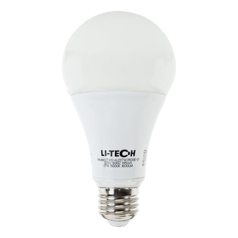 Li-Tech A21 LED Bulb, 120V 17W Equivalent 100W 5000K(Daylight) - ledlightsandparts