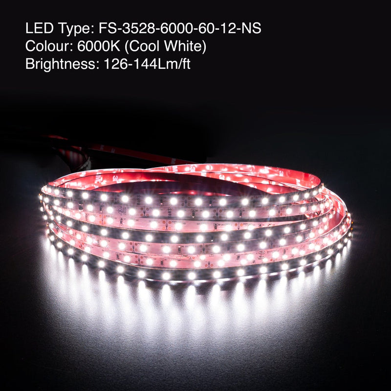 10M(32.8ft) Indoor LED Strip 3528, 12V 1.5(w/ft) 126-144(Lm/ft) 60(LEDs/m) CCT(2.7K, 6K) - ledlightsandparts
