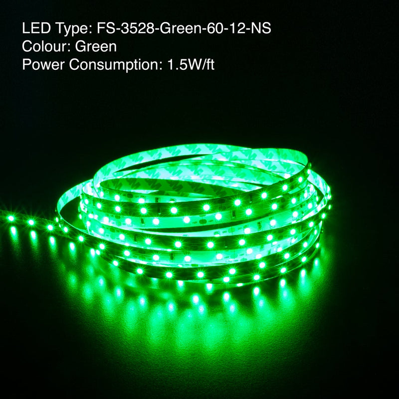 5M(16.4ft) Indoor LED Strip 3528, 12V 1.5(w/ft) Green - ledlightsandparts