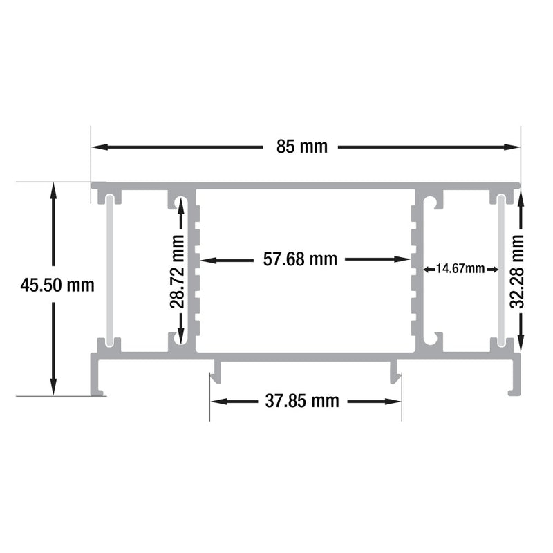 Type 8 Up-Down Linear Wall Mount Aluminum LED Strip Channel with Internal Driver Spacing-2 Meters (78 inches) - ledlightsandparts