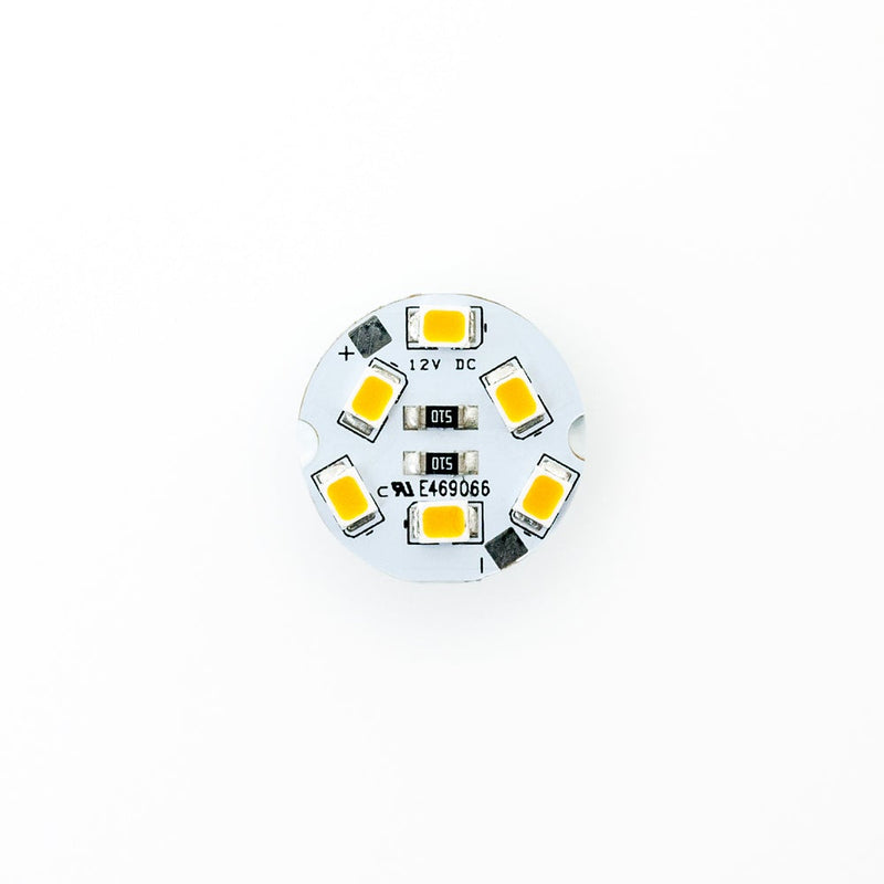 12V 6 SMD 3528 LED Flat Round PCB Dimmable Warm White (2700K) - ledlightsandparts