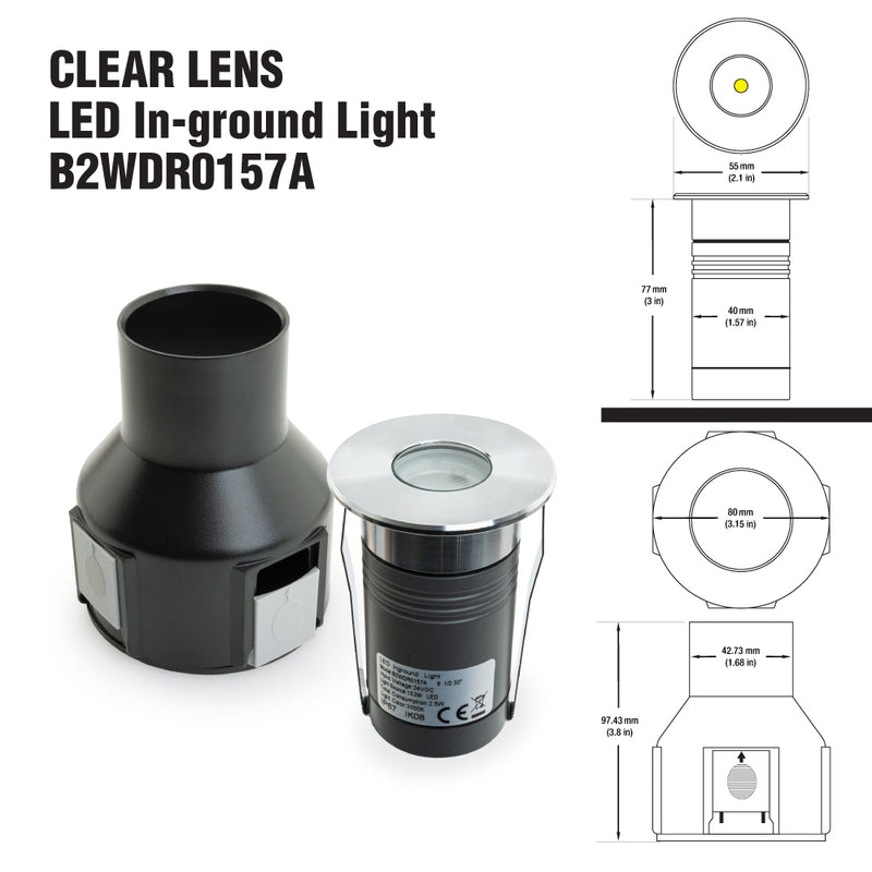B2WDR0157A 2 inch Round Recessed LED Inground Light, 24V 2.5W - ledlightsandparts