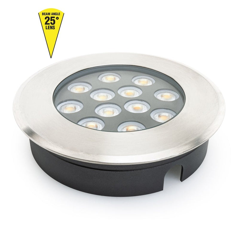 UL-1201-1500-I LED 6 inch Dia Round Shallow Recessed In Ground Light 24V 15W 15°or25° Beam - ledlightsandparts