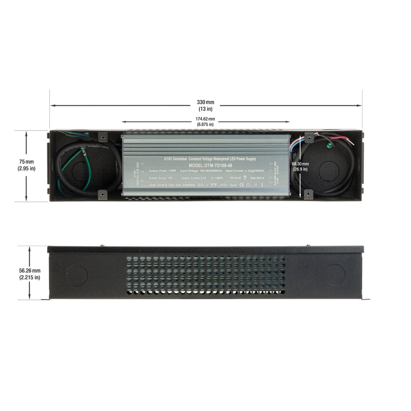 OTM-TD100-48 LED Constant Voltage  LED Driver, 0-10V Dimming 48V 100W - ledlightsandparts