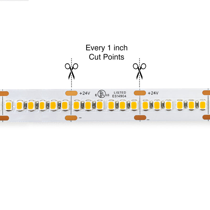 5M(16.4ft) Indoor LED Strip 2835, 24V 9(w/ft) 1455-1600(Lm/ft) 240(LEDs/m) CCT(2.7K, 3K, 3.5K, 4K, 5K, 6K) - ledlightsandparts