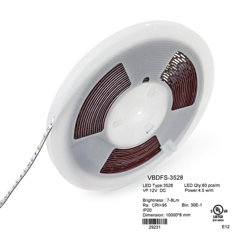 10M(32.8ft) Indoor LED Strip 3528, 12V 1.5(w/ft) 126-144(Lm/ft) 60(LEDs/m) CCT(3K, 3.5K, 4K, 5K) - ledlightsandparts