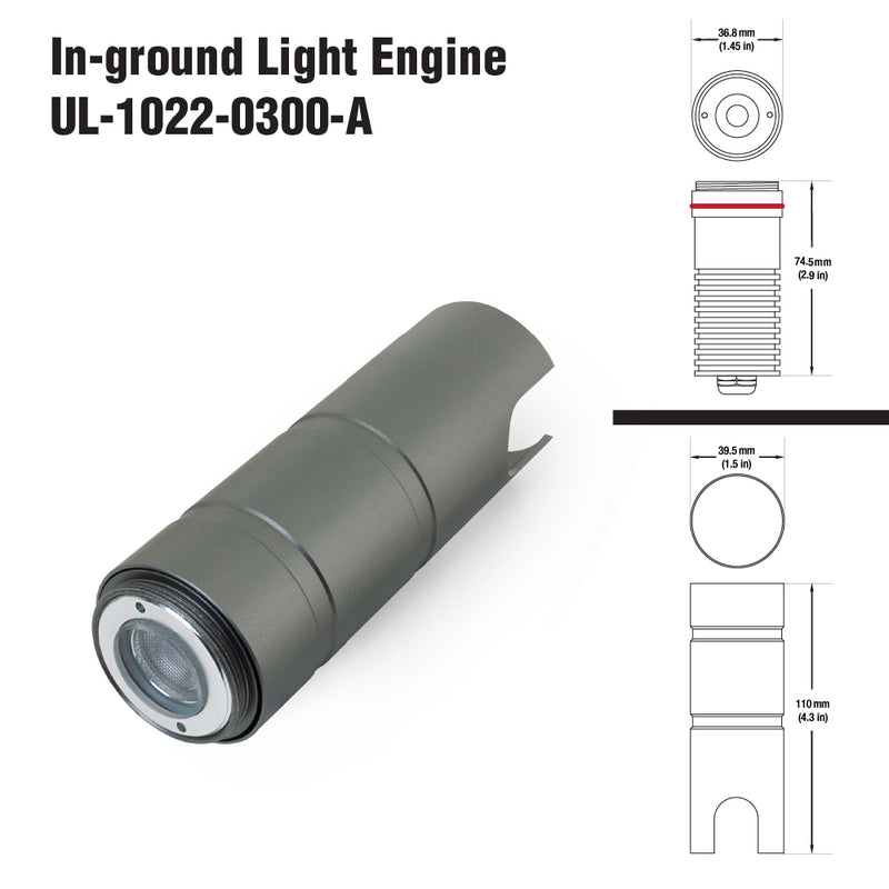 UL-1022-0300-A in Ground Driveway light 12-24V 3W 3000K(Warm White), lightsandparts
