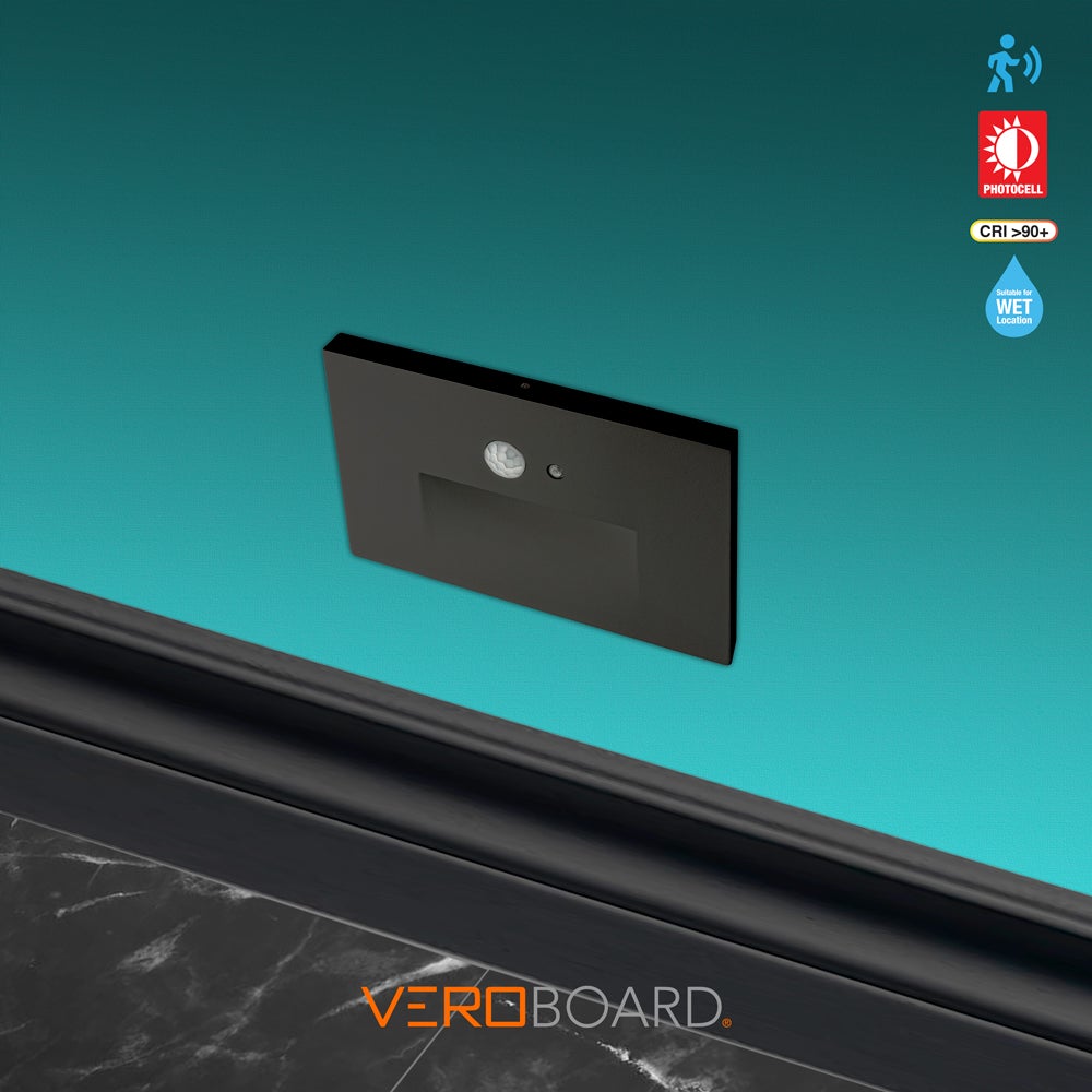 LED Step Light with PIR Motion Sensor and Dusk to Dawn Photocell Horizontal