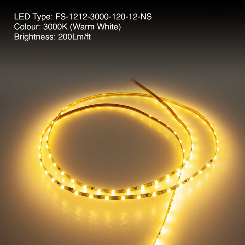 Ultrathin super bright 2mm LED Strip light 1 Meter 12V 1212SMD 200(Lm/ft) 3K(Warm White) - ledlightsandparts