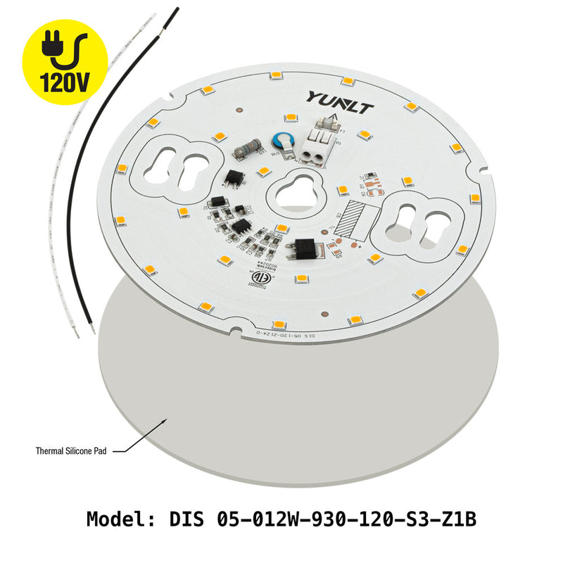 5 inch Round Disc LED Module DIS 05-012W-930-120-S3-Z1B, 120V 12W 3000K(Warm White), lightsandparts