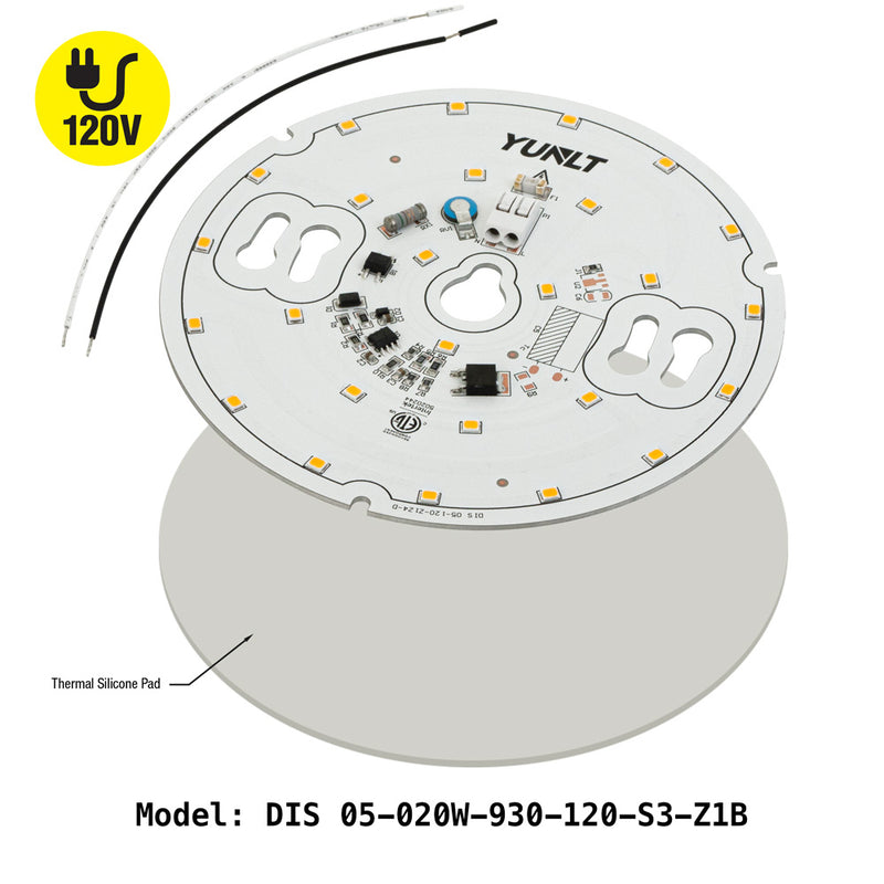 5 inch Round Disc LED Module DIS 05-020W-930-120-S3-Z1B, 120V 20W 3000K(Warm White), lightsandparts