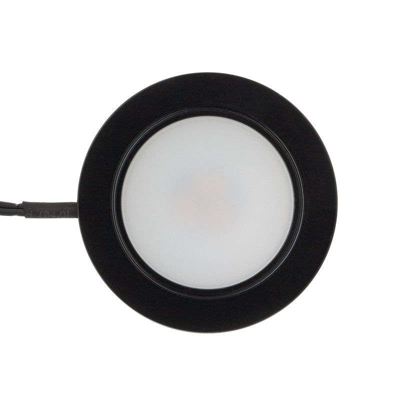 VBUN-2R25-12V-Black Round LED Cabinet Puck Light (Shine Series), 12V 2.5W CCT(2.4K, 2.7K, 3K, 3.5K, 4K, 5K), lightsandparts