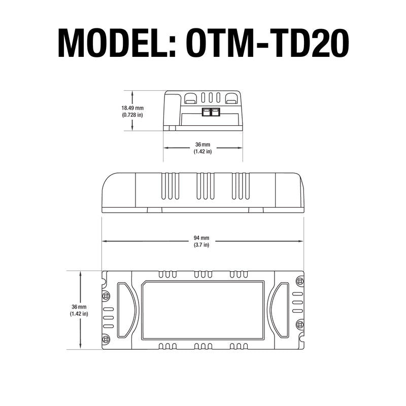 OTTIMA OTM-TD20 Constant Current LED Driver 500mA 24-36V 18W - ledlightsandparts