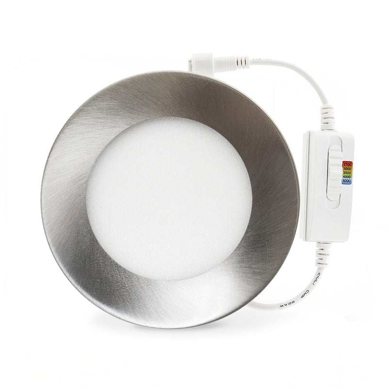 4 inch flat Round Panel light 9W 5CCT with FT6 rated wire - ledlightsandparts