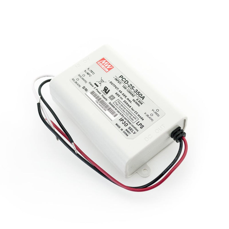 Mean well PCD-25-350A Constant Current LED Driver, 350mA 40-58V 20W - ledlightsandparts