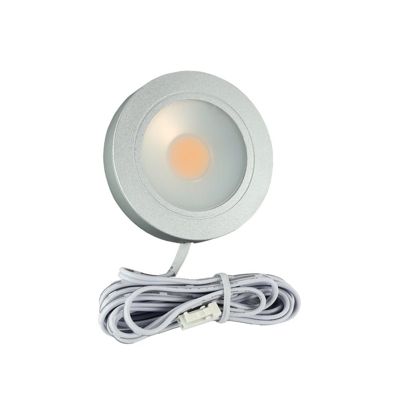 Round LED Retrofit Cabinet Puck Light, 12V 3.5W 3000K(Warm White) Silver Grey - ledlightsandparts
