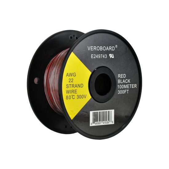 Red Wire Strand Strand Wire Red-Black AWG 22, 100 Meter(328Feet)