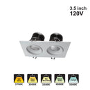 Votatec 3.5″ 2 HEADS Regressed Gimbal 5Way CCT Adjustable VO-SP3.5W12-120-D-5WAY-2H 120V 24W CCT(2.7K, 3K, 3.5K, 4K, 5K)