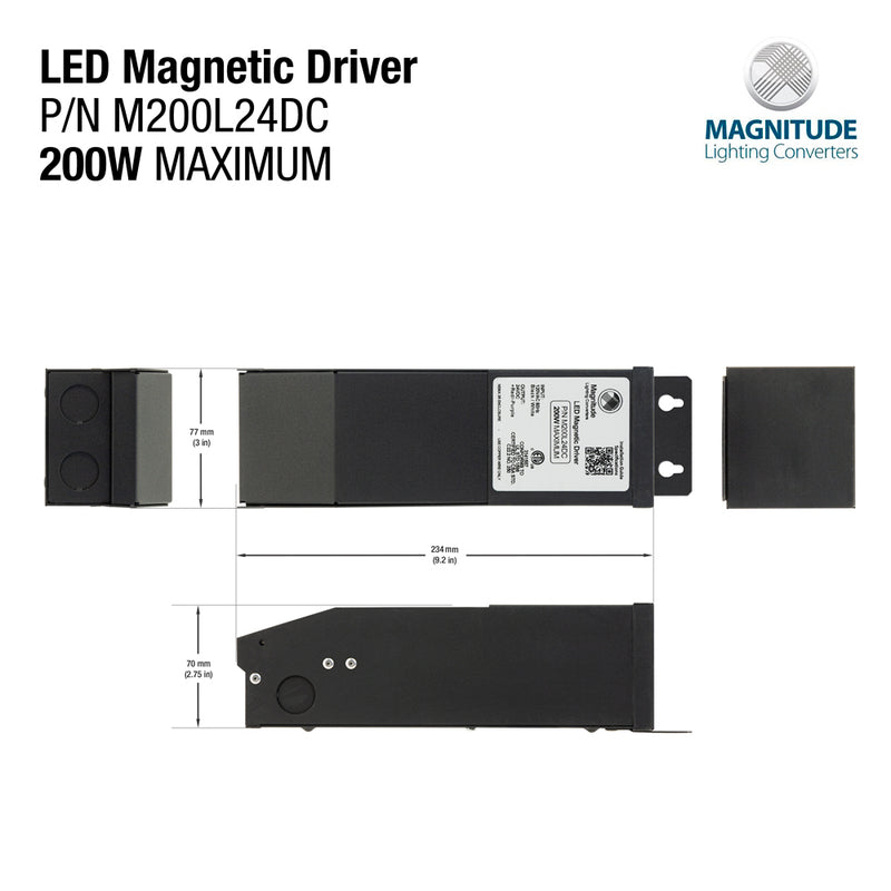 Magnitude Electronic M200L 24DC Dimmable Constant Voltage LED Driver, 24V 200W - ledlightsandparts