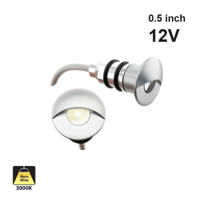 C1024WW Recessed Step Light/Deck Light Silver-Grey Eyelid Light, 12V 1W 3000K(Warm White)