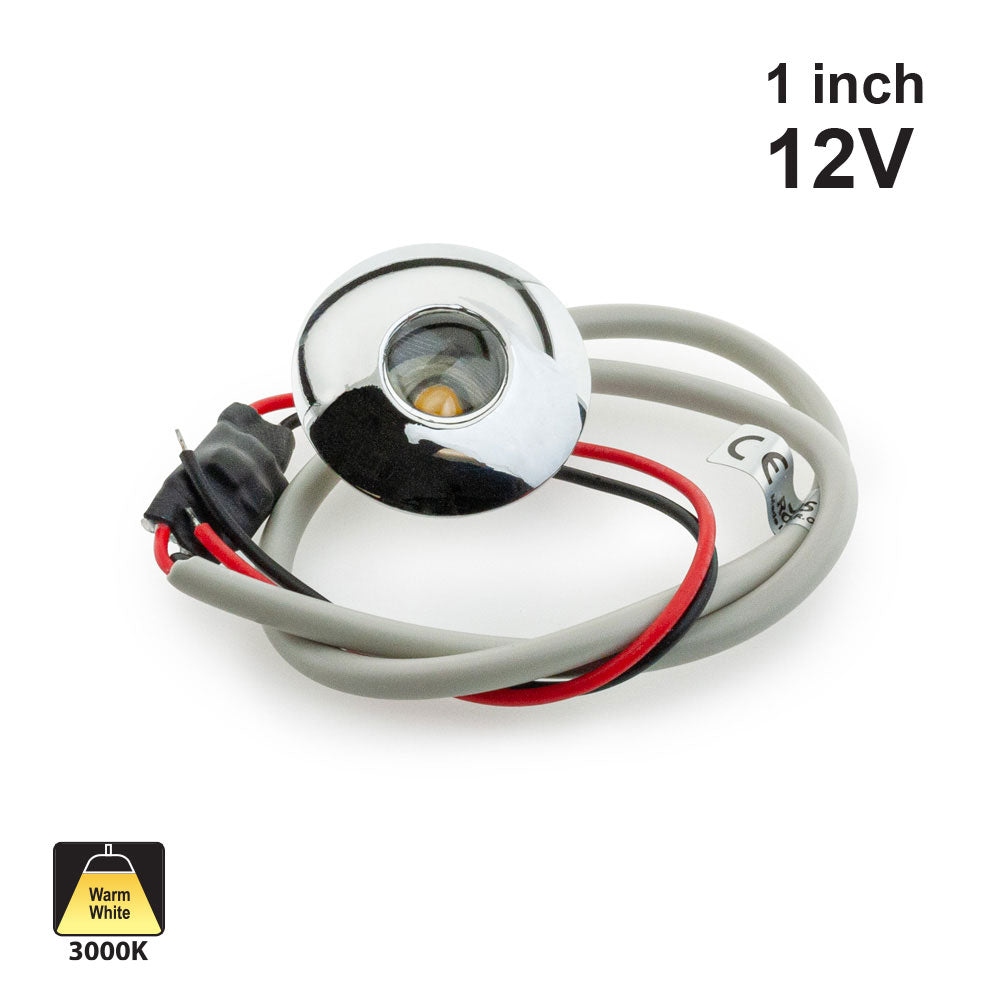 Small Round LED Recessed Lights C1006 12V 1W Round Oval - Warm White