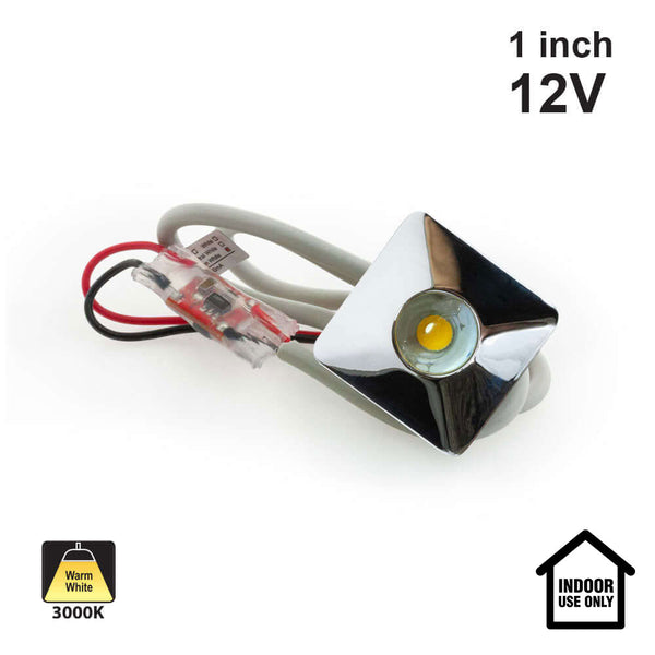 C1009 Small Square Recessed LED Lights, 12V 1W 3000K(Warm White)