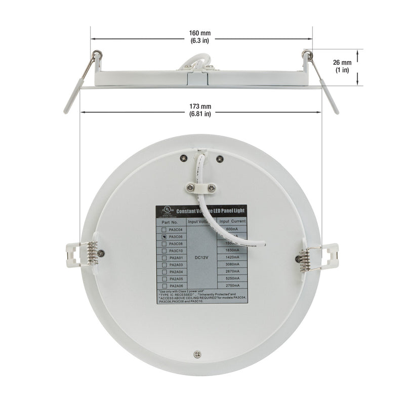 6 inch Low Voltage Dimmable LED Panel Light, 12V 14W 3000K(Warm White), lightsandparts