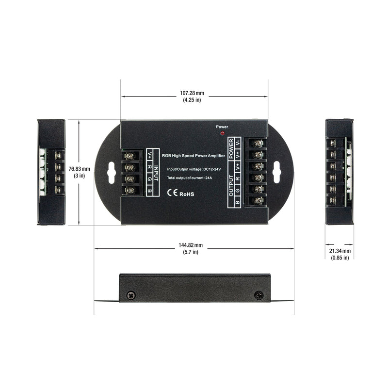RGB Amplifier 12-24V 8A/Color, gekpower
